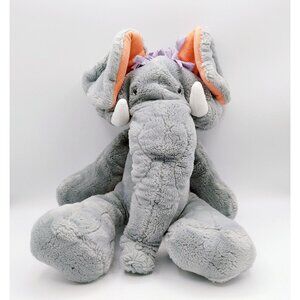 GANZ Bros Wrinkles Trunkit Puppet Elephant w/Purple Bows 80's Vintage